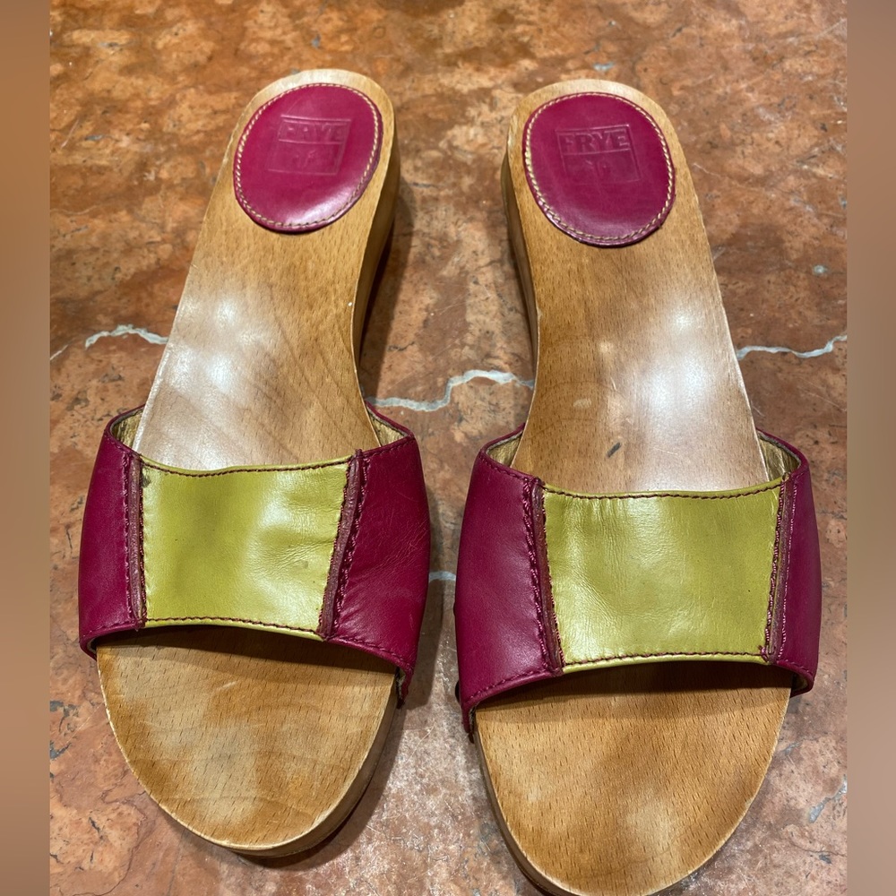 Frye wooden soled sandals